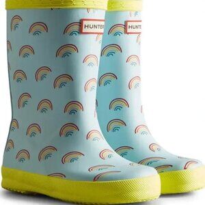 Hunter Rain Boots Wellies Blue Mini Rainbows Girls Size 12 US / 10 UK / 28 EU